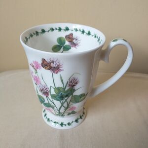 Stechcol Gracie Bone China Footed Mug Cup Common Clover Floral Pink Butterfly